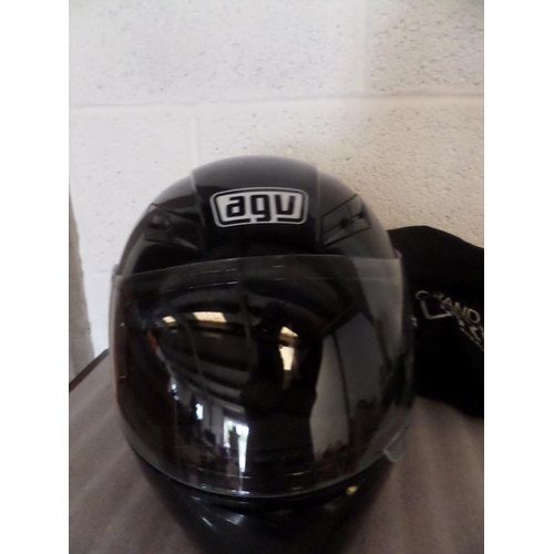 83 - AGV K-3 Black Motorcycle Helmet with Visor and Protective Bag, Size Medium