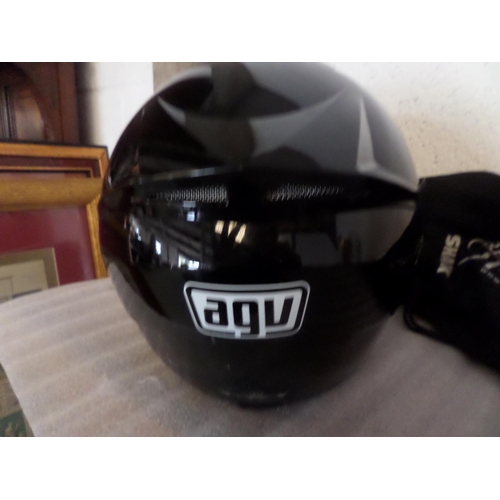 83 - AGV K-3 Black Motorcycle Helmet with Visor and Protective Bag, Size Medium