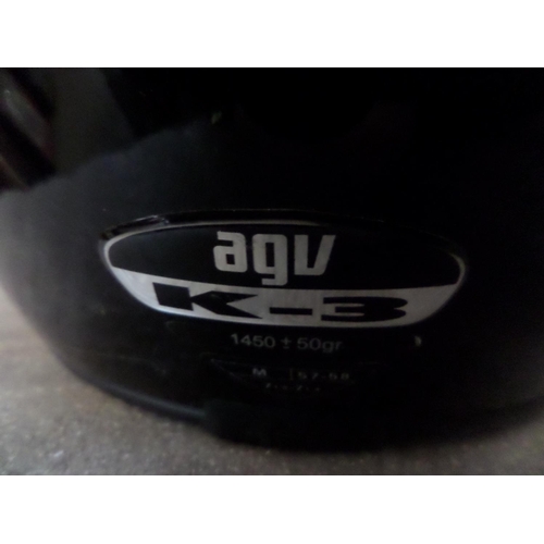 83 - AGV K-3 Black Motorcycle Helmet with Visor and Protective Bag, Size Medium