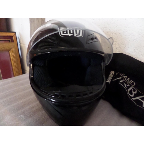 83 - AGV K-3 Black Motorcycle Helmet with Visor and Protective Bag, Size Medium