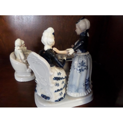 112 - 2 x Porcelain Figurines, Tea party and Courting Couple