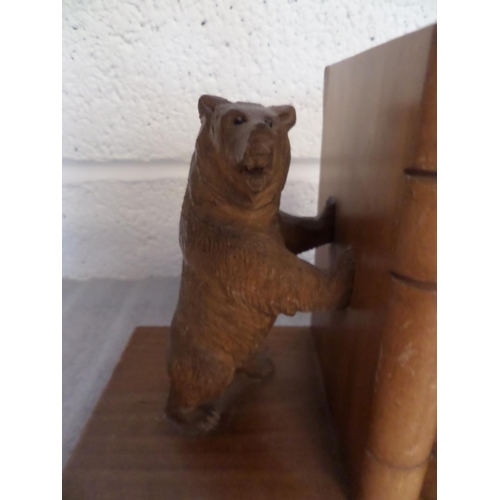 120 - Black Forest Wooden Bear Bookends