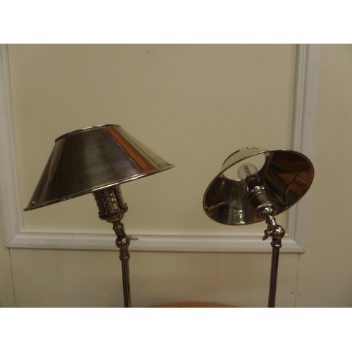 183 - A Pair of Retro Adjustable Silver Metal Table Lamps