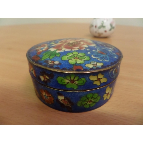 191 - 2 Trinket Boxes - Enamel Coated Metal and Delft Blue Porcelain and 1 x Wedgwood 'Wild Strawberry ' R... 