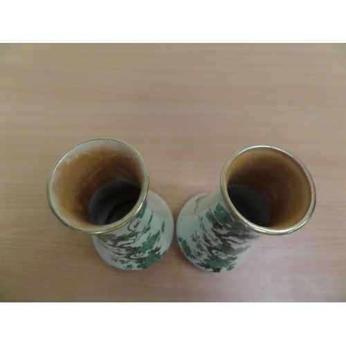 192 - A Pair of Lusterware Vases with Leaf and Flower Pattern