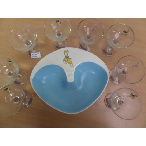 194 - Vintage Babycham Glasses x 8 and Unusual Babycham Ash Tray