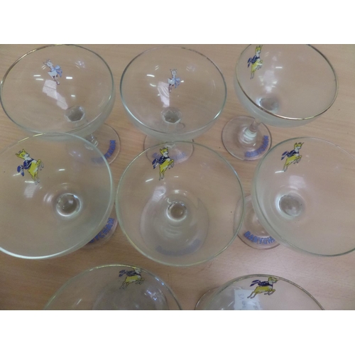 194 - Vintage Babycham Glasses x 8 and Unusual Babycham Ash Tray