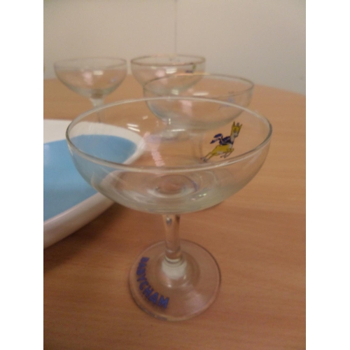 194 - Vintage Babycham Glasses x 8 and Unusual Babycham Ash Tray