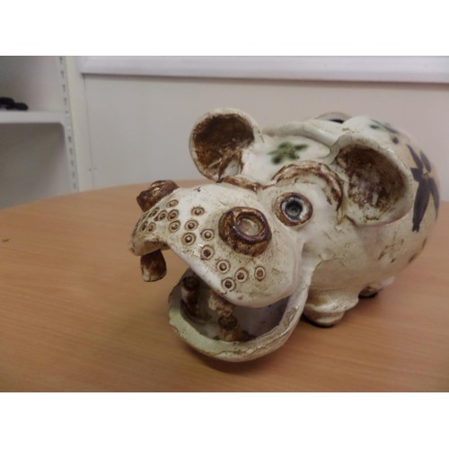 185 - Large Porcelain Money Box in the Shape of a Hippo