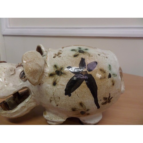 185 - Large Porcelain Money Box in the Shape of a Hippo