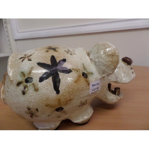 185 - Large Porcelain Money Box in the Shape of a Hippo