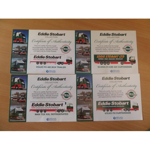 231 - Eddie Stobart Trucks x 4 ,  1:76 Scale Die Cast Metal Collectable ' Atlas Editions' :
1. Volvo FH Cu... 