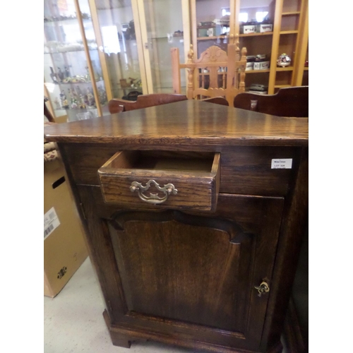 328 - Solid Oak Corner Floor Cabinet with Cupboard and Drawer