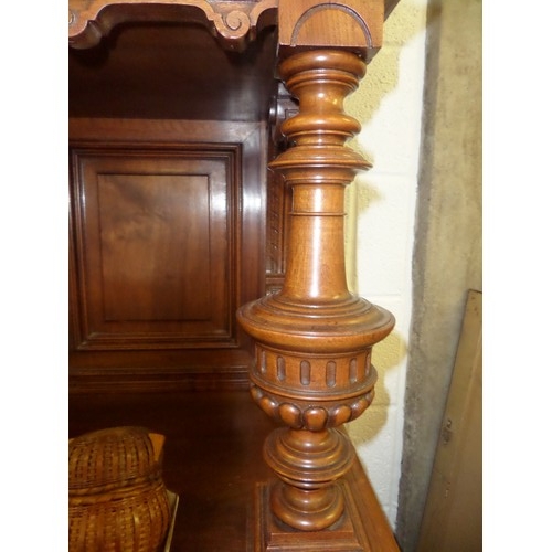 215 - Ornately Carved French Walnut Buffet Cabinent