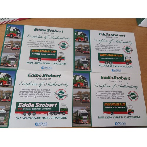 236 - Eddie Stobart Trucks x 4,  1:76 Scale Die Cast Metal Collectable ' Atlas Editions' : 
1. MAN L2000 B... 