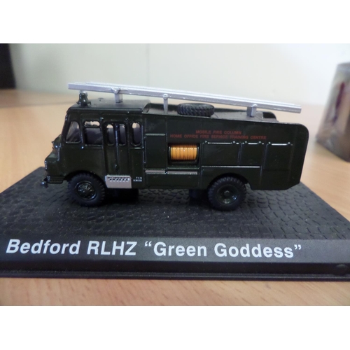 244 - 3 x Atlas Edition Models of Fire Engines 
1. Leyland TLM - In Sealed Box
2. Bedford RLHZ 'Green Godd... 