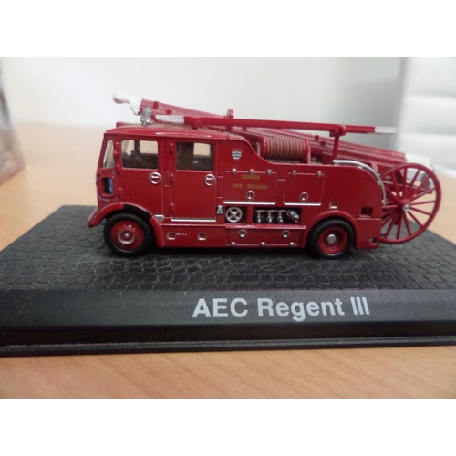 244 - 3 x Atlas Edition Models of Fire Engines 
1. Leyland TLM - In Sealed Box
2. Bedford RLHZ 'Green Godd... 