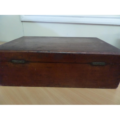 247 - Vintage Solid Wooden Box with Compartments 48cm x 30cm