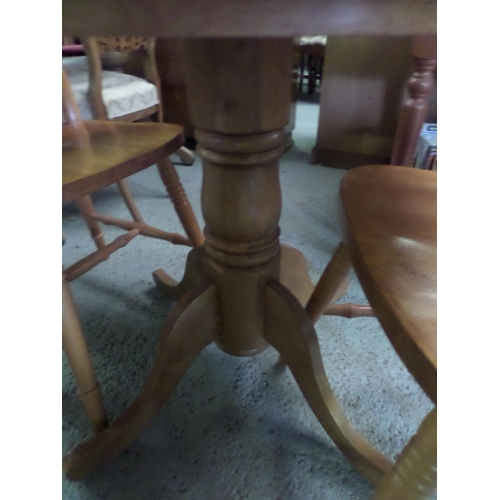 266 - Small Country Style Round Pine Table 75cm Diameter with 2 x Chairs