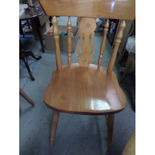 266 - Small Country Style Round Pine Table 75cm Diameter with 2 x Chairs