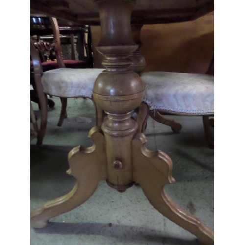 267 - A Late Victorian Bleached Wood Centre Table on Turned Legs with Cross Stretcher, 45