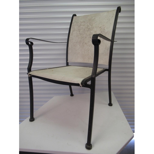 344 - 4 x Heavy Painted Iron Garden Chairs with Fabric Seat and Back Pads