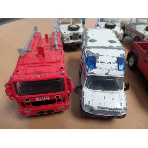 230a - A Collection of 11 Metal Toy Cars and 1 x Fire Engine and 1 x Ambulance