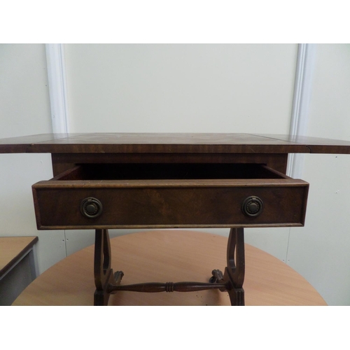 272 - Small Vintage Mahogany  Fold Out  Table on Casters with Drawers 50cmx76cmx38cm (Fully Extended)