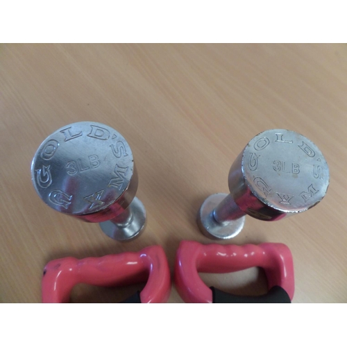 281 - A Collection of Weights and 3lb Dumb Bells