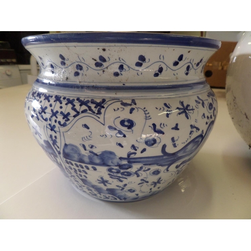 271 - 2 x Large Hand Painted Garden Pots