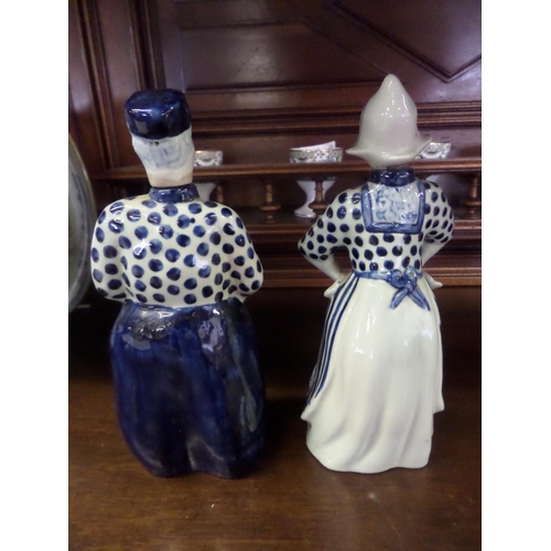 276 - 2 x Old Delft Decanters (Possibly Oil) - The Ladies Cork has Perished.