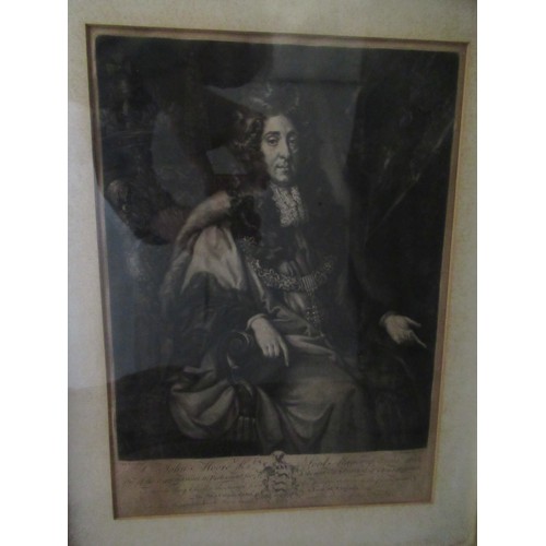 34d - Engraving of Sir John Moore , Lord Mayor of London 1750 - 1765 By Sir Peter Lely - WITHDRAWN