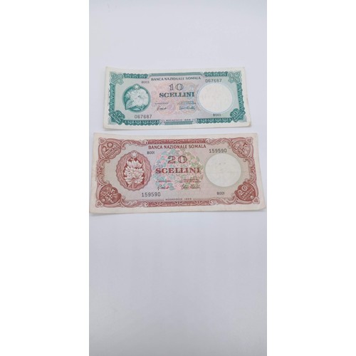 150C - Bank of Somala 1966 10 Scellini and 20 Scellini Bank Notes. Fine - V Fine