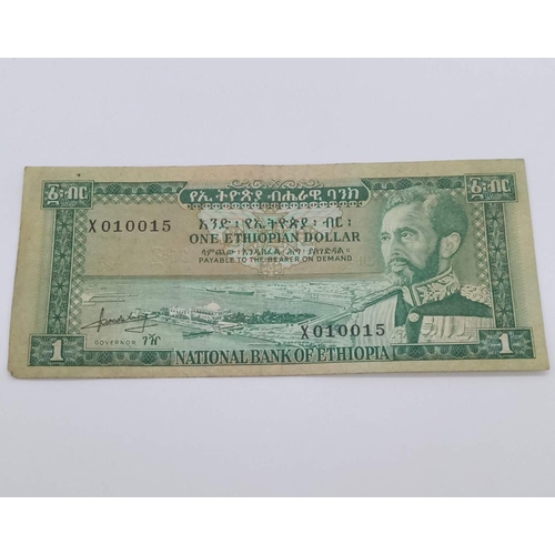 150E - Etheopian 1 dollar - No Date. 1960's Emperor Haile Selassie. Fine - V. Fine