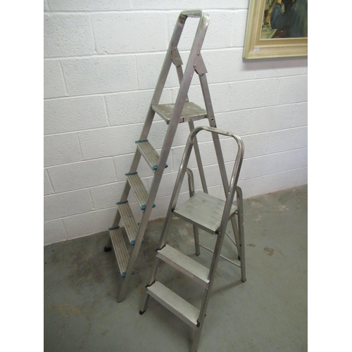 52 - 2 x Sets of Folding Aluminium Ladders