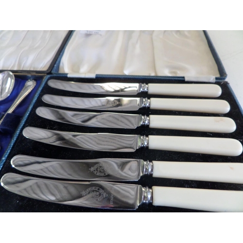 132 - 3 x Boxed Sets of Cutlery Including Faux Mother of Pearl Handled Fish Eaters