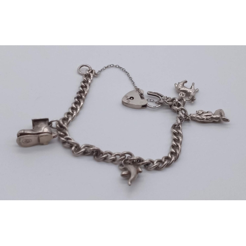 39a - .925 Silver Charm Bracelet 24.42 Grams