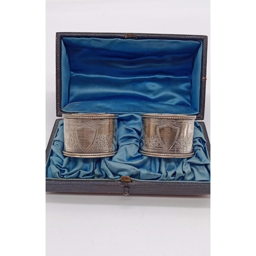 50 - A Matching Pair of Hallmarked Silver Serviette Rings in Original Presentation Box