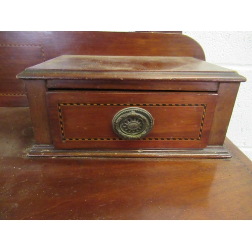 59 - Edwardian Inlaid Dressing Table on Brass Castors 107W x 160H x 47D