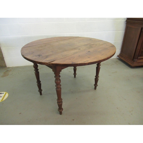 68 - Oak Folding Table  with Turned Legs 110cm Diameter