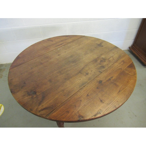 68 - Oak Folding Table  with Turned Legs 110cm Diameter