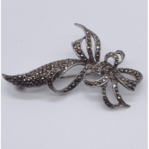 85 - Silver & Marcasite Broach