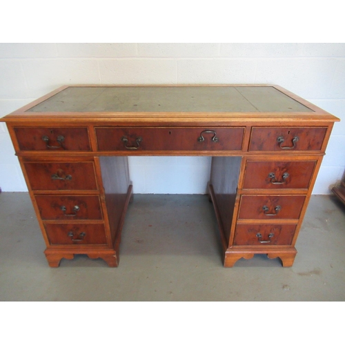 88 - Pedestal Desk with Veneer Drawer Fronts and Cream Leather Top 122 x 60 x 78