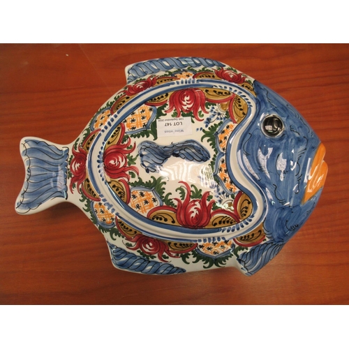 147 - Hand Painted Studio Pottery Bouillabaisse / Fish Tureen