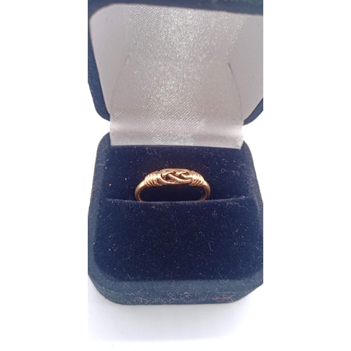 41A - 9 Carat Rose Gold Knot Ring unhallmarked but tested