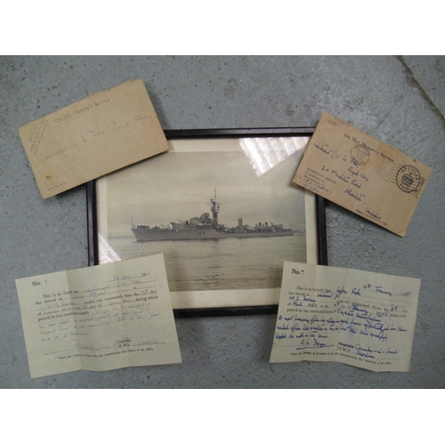 53a - A Framed Photograph of HMS Scorpion together with Two Letters Of Commendation for Lieutenant G Pope ... 