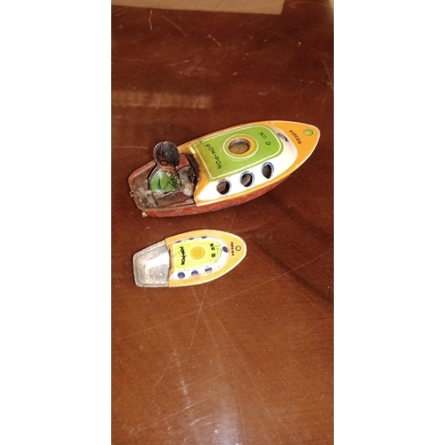 133 - Vintage Steam Powered Pou Pou Tin Speed Boat Japanese Toy