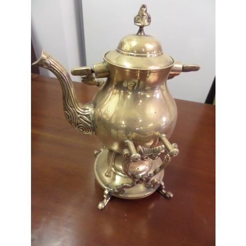 479 - Brass Spirit Burner Teapot and Stand