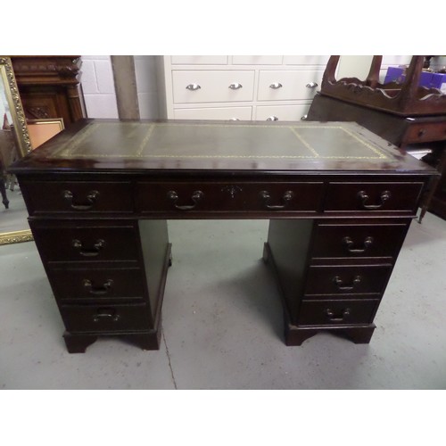 483 - A Pedestal Desk with Green Leather Top