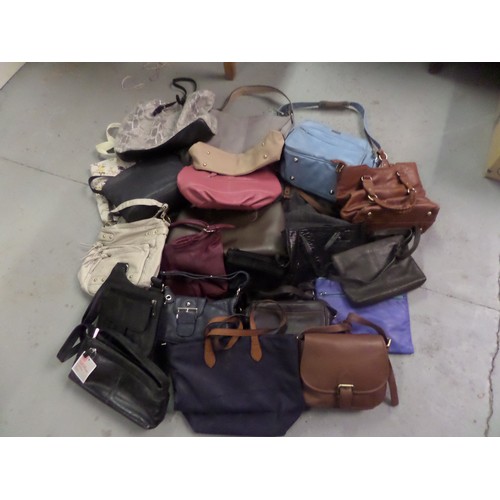 490 - A Large Box of Handbags, Samsonite etc. Mainly Leather